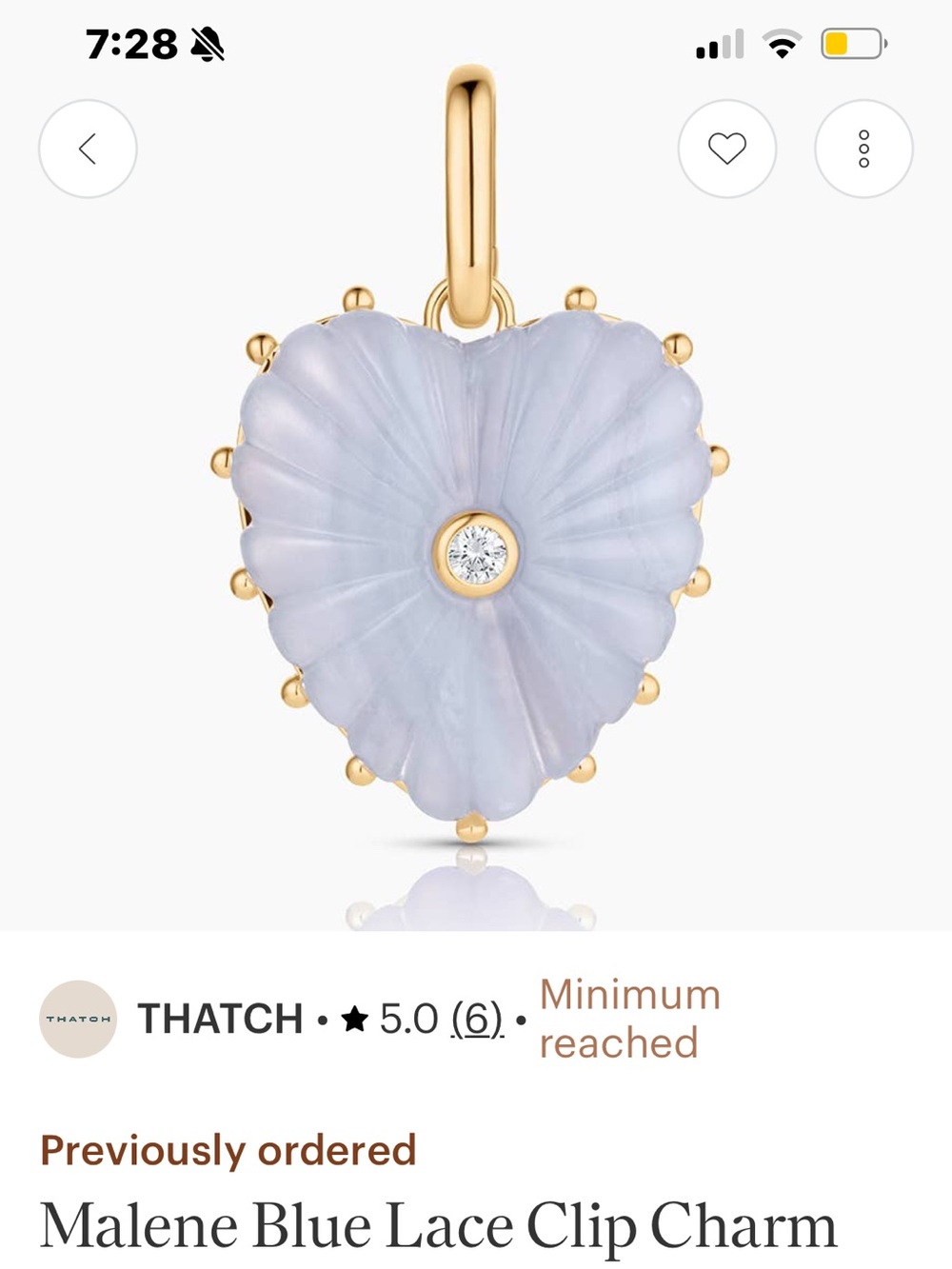 THATCH Malene Blue Lace Heart Charm Necklace Pendant